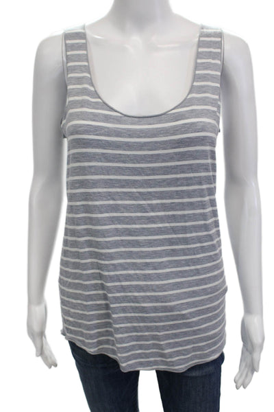 Majestic Filatures Women Jersey Striped Sleeveless Tank Gray Round Neck Size 5