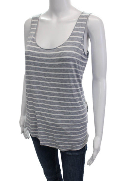 Majestic Filatures Women Jersey Striped Sleeveless Tank Gray Round Neck Size 5