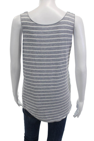 Majestic Filatures Women Jersey Striped Sleeveless Tank Gray Round Neck Size 5