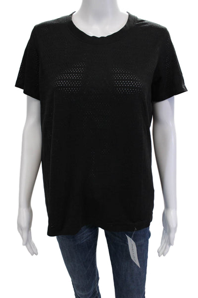 Lululemon Women Black Basic Crew Neck Short Sleeve T-Shirt Nylon Blend Size 8