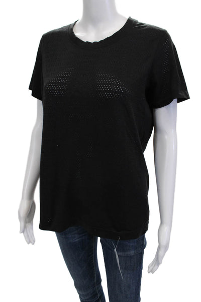 Lululemon Women Black Basic Crew Neck Short Sleeve T-Shirt Nylon Blend Size 8