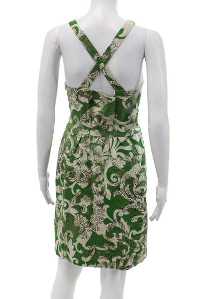 Milly Of New York Women Floral V Neck Sleeveless Wrap Dress Beige Size 2