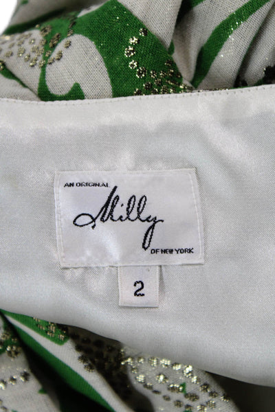 Milly Of New York Women Floral V Neck Sleeveless Wrap Dress Beige Size 2