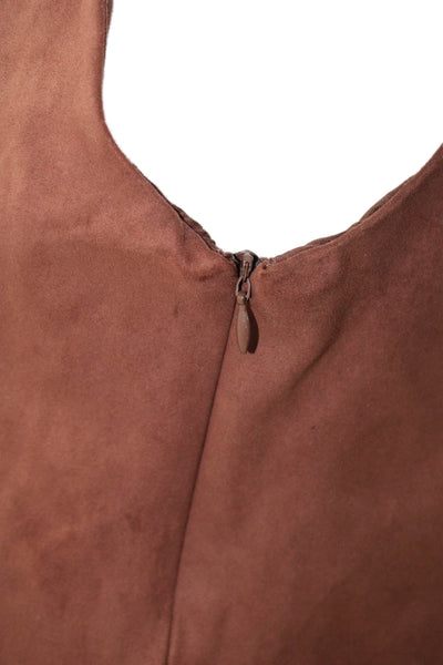 Zara Women Shift Tank Dress Brown Sleeveless Round Neck Zip Polyester Size S