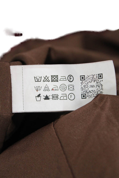 Zara Women Shift Tank Dress Brown Sleeveless Round Neck Zip Polyester Size S