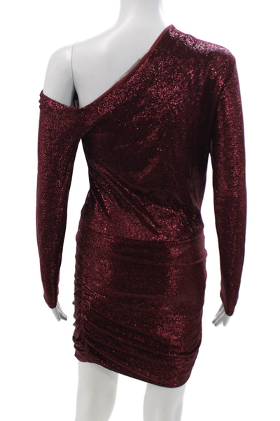 Michelle Mason Women Bodycon Mini Red Dress Long Sleeve Size XS