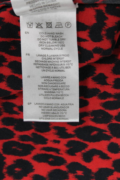 IRO Womens Wrap Mini Dress Red Rayon V-Neck Long Sleeve Animal Print Size 38