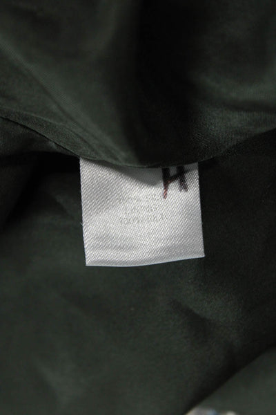 Michelle Mason Womens Green V-Neck Shirt Dress Long Sleeve Button Size 2