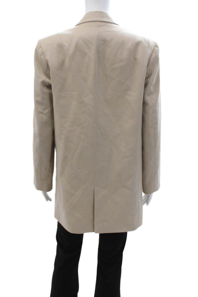 Zara Unisex Blazer Collared Button Long Sleeve Beige 100% Acetate Size XS