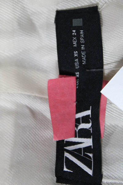Zara Unisex Blazer Collared Button Long Sleeve Beige 100% Acetate Size XS