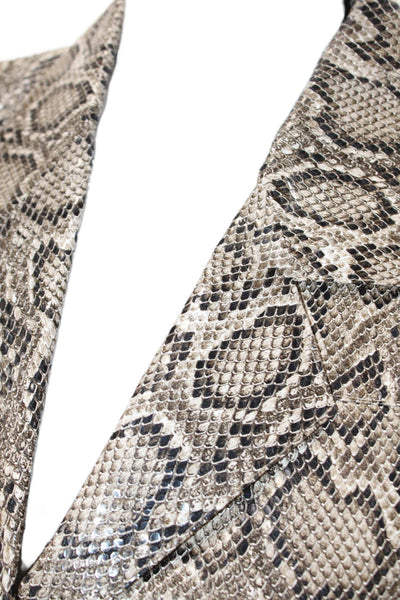 Ronny Kobo Womens Beige Animal Print Collared Blazer Long Sleeve Size S