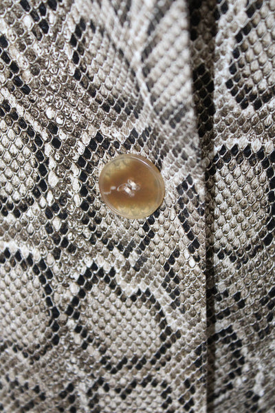 Ronny Kobo Womens Beige Animal Print Collared Blazer Long Sleeve Size S