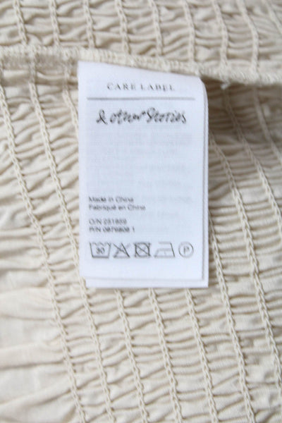 & Other Stories Women Bohemian High Neck 3/4 Sleeve Beige Blouse Size 12