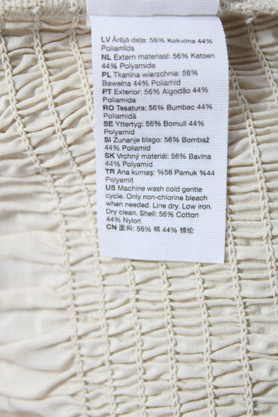 & Other Stories Women Bohemian High Neck 3/4 Sleeve Beige Blouse Size 12