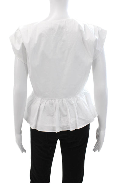 English Factory Women White V-Neck Tie Blouse Sleeveless 100% Cotton Size M