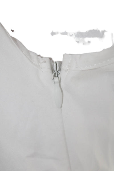 English Factory Women White V-Neck Tie Blouse Sleeveless 100% Cotton Size M