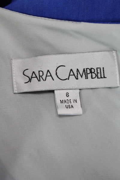 Sara Campbell Women Sheath Wrap Dress Blue V Neck 3/4 Sleeve Knee Length Size 6