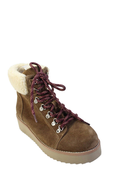 Sam Edelman Womens Lace Up Lined Platform Booties Brown Size 6.5