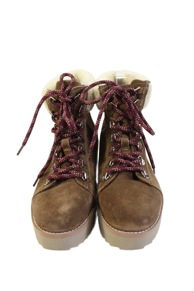 Sam Edelman Womens Lace Up Lined Platform Booties Brown Size 6.5