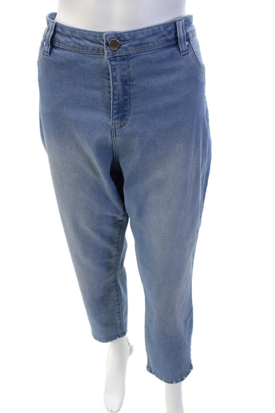 Renuar Women Cropped High Rise Blue Jeans Plus Size 16