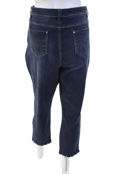 Renuar Women Ankle Cropped Jeans Dark Blue High Rise Size 16