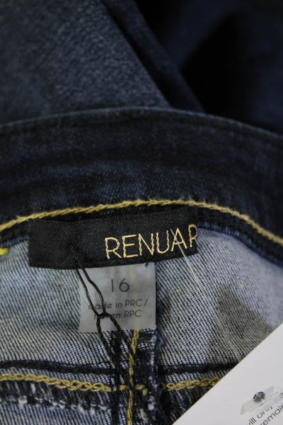 Renuar Women Ankle Cropped Jeans Dark Blue High Rise Size 16