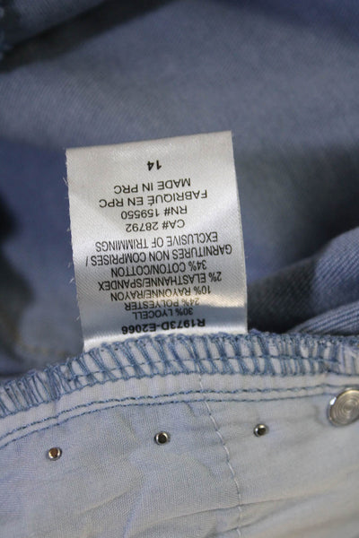 Renuar Women Blue Cropped Mom Jeans High Rise Plus Size 14