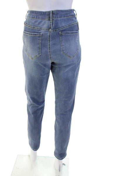 Renuar Women Ankle Tapered High Rise Blue Jeans Button Size 10