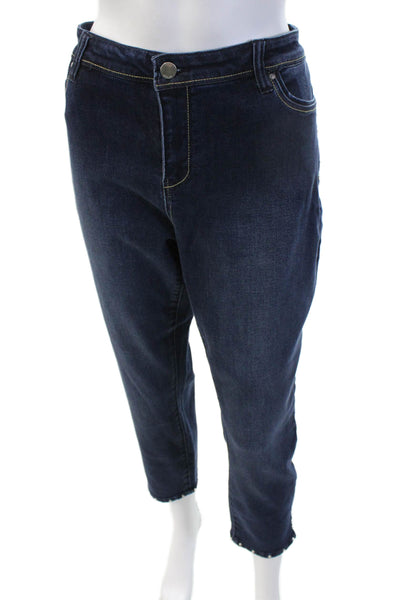 Renuar Womens Ankle Cropped High Rise Dark Blue Jeans Size 12