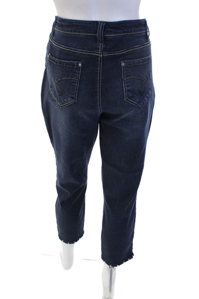 Renuar Womens Ankle Cropped High Rise Dark Blue Jeans Size 12