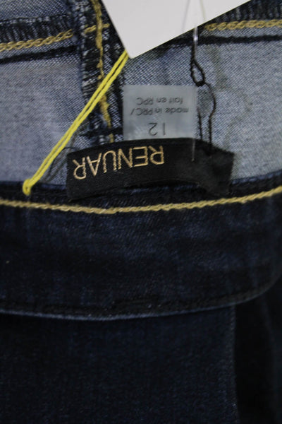 Renuar Womens Ankle Cropped High Rise Dark Blue Jeans Size 12