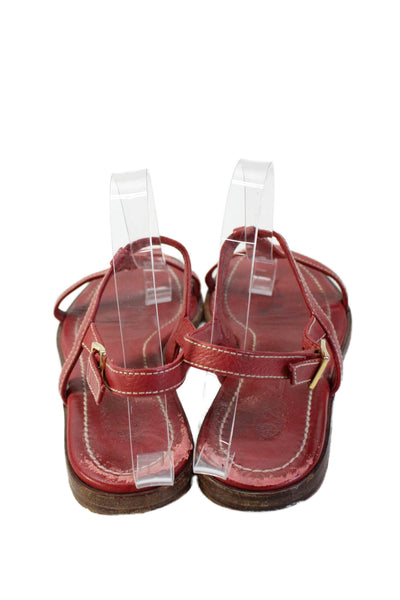 Loro Piana Womens Leather Strappy Slingback Sandals Red Size 37 7