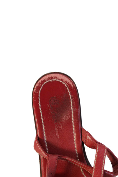 Loro Piana Womens Leather Strappy Slingback Sandals Red Size 37 7
