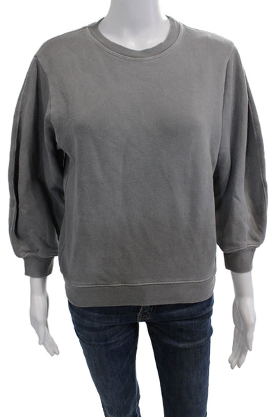 Agolde Womens Pullover Sweatshirt Gray Crew Neck 3/4 Sleeve 100% Cotton Size XS