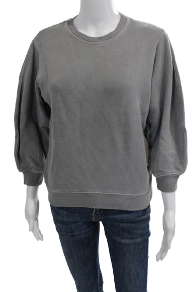 Agolde Womens Pullover Sweatshirt Gray Crew Neck 3/4 Sleeve 100% Cotton Size XS