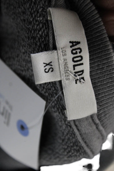 Agolde Womens Pullover Sweatshirt Gray Crew Neck 3/4 Sleeve 100% Cotton Size XS