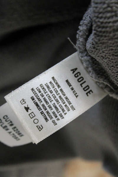 Agolde Womens Pullover Sweatshirt Gray Crew Neck 3/4 Sleeve 100% Cotton Size XS