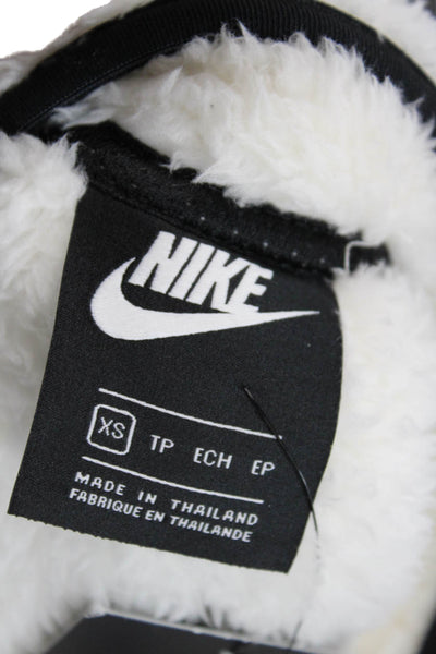 Nike Girls Long Sleeve Half Zip Sherpa Sweater White Size XS