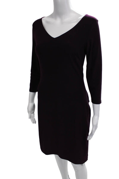 Lauren Ralph Lauren Womens Sheath Dress Purple V-Neck 3/4 Sleeve Knee Size 6