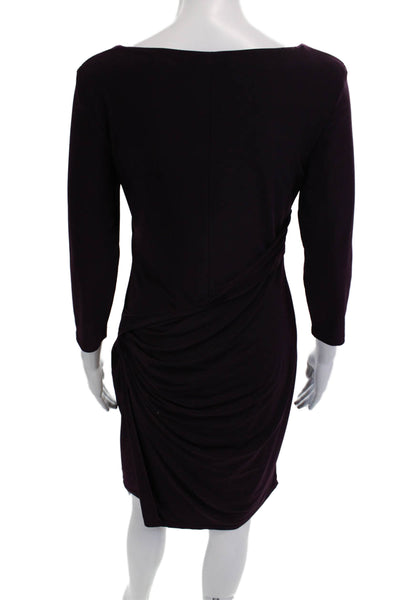 Lauren Ralph Lauren Womens Sheath Dress Purple V-Neck 3/4 Sleeve Knee Size 6