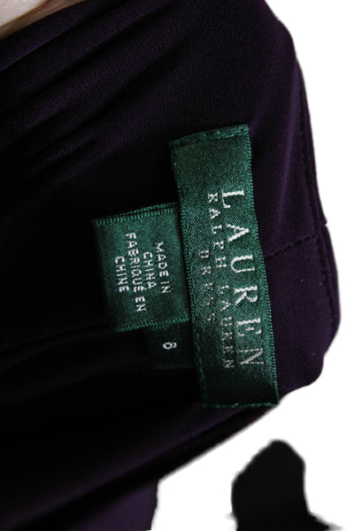 Lauren Ralph Lauren Womens Sheath Dress Purple V-Neck 3/4 Sleeve Knee Size 6