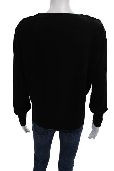 The Kooples Unisex Black Pullover Sweater Crew Neck Button Wool Blend Size 2