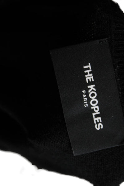 The Kooples Unisex Black Pullover Sweater Crew Neck Button Wool Blend Size 2