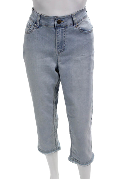 Renuar Womens Cropped Capri Jeans Light Blue High Rise Petite Size 8