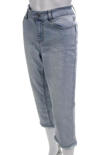 Renuar Womens Cropped Capri Jeans Light Blue High Rise Petite Size 8