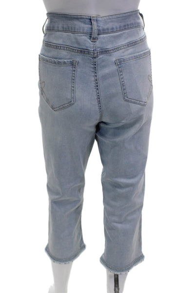 Renuar Womens Cropped Capri Jeans Light Blue High Rise Petite Size 8