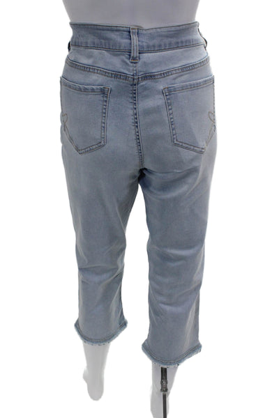 Renuar Womens Capri Cropped Light Blue High Rise Jeans Petite Size 14