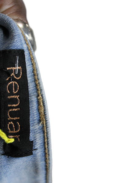 Renuar Womens Capri Cropped Light Blue High Rise Jeans Petite Size 14