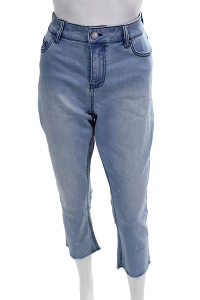 Renuar Women Cropped Ankle Jeans Light Blue Petite Size 16
