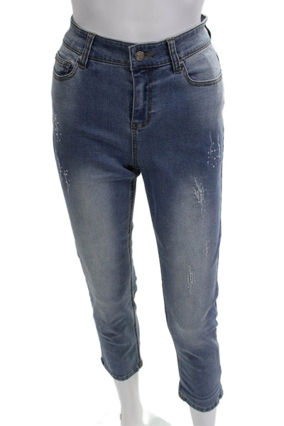 Renuar Womens Cropped Ankle High Rise Blue Jeans Size 0